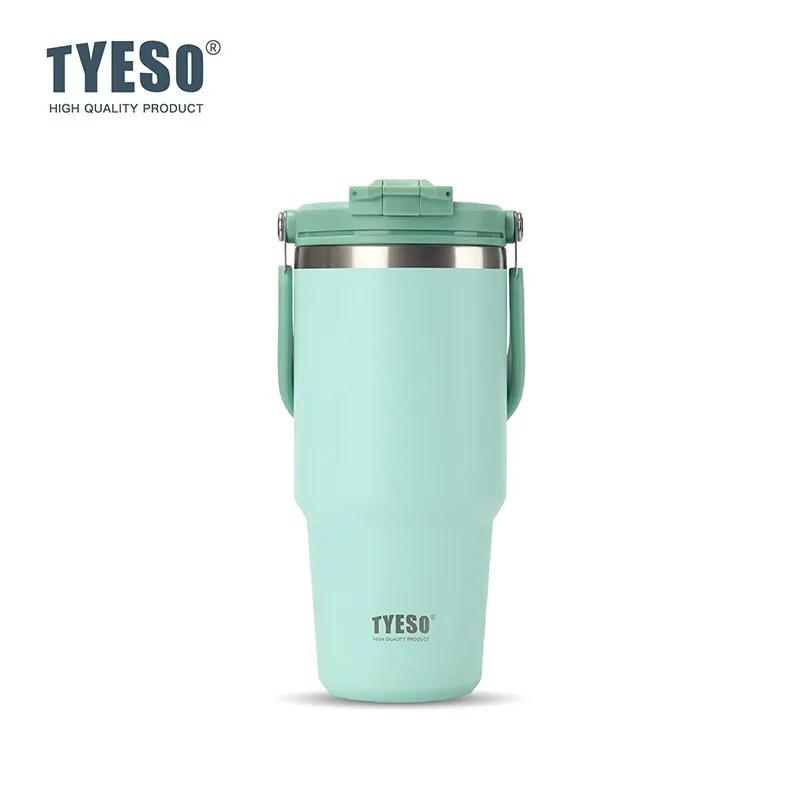 Tyeso Stainless Steel Vacuum Flasks Handle Thermos Cup Dual-Drink Coffee Cup Cold & Hot Insulated Cup Tumbler Ice Cup Car Bottle