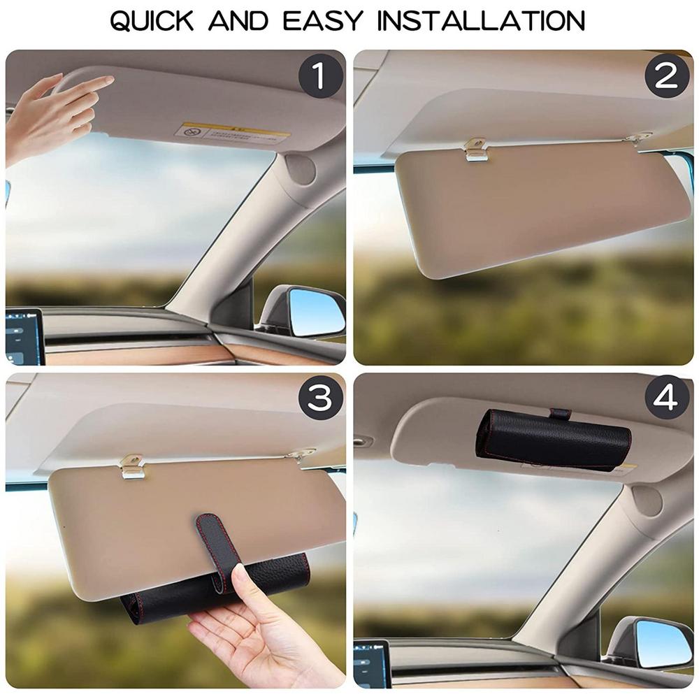 Car Visor Sunglasses Holder Car Sunglasses Holder Auto Interior Accessories PU Leather Car Sunglasses & Glasses Holder Visor