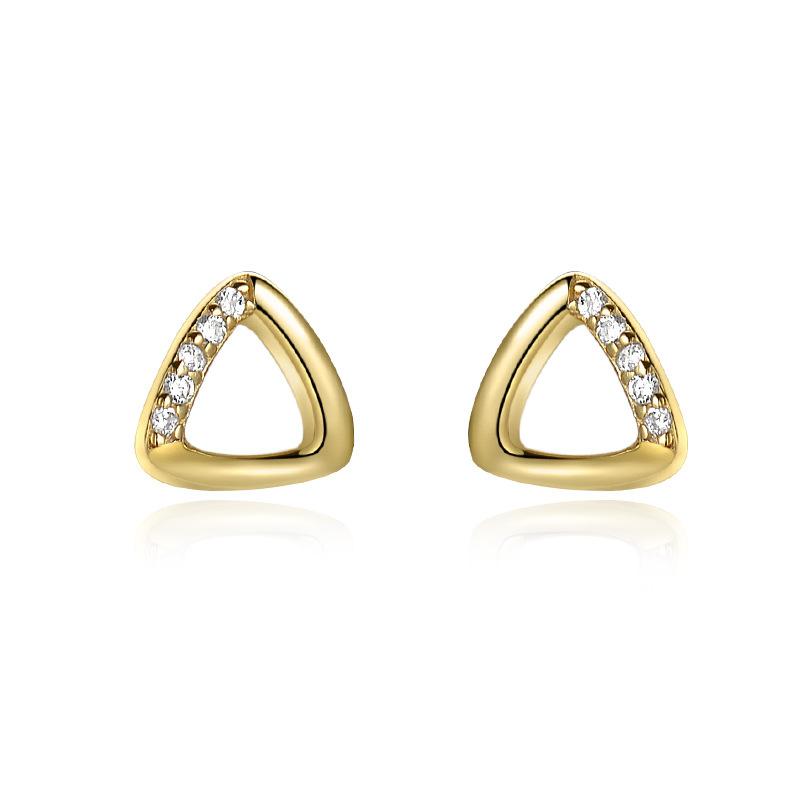 Simple Triangle Diamond Earrings with Geometric Hollow Earrings Small and Elegant French Retro