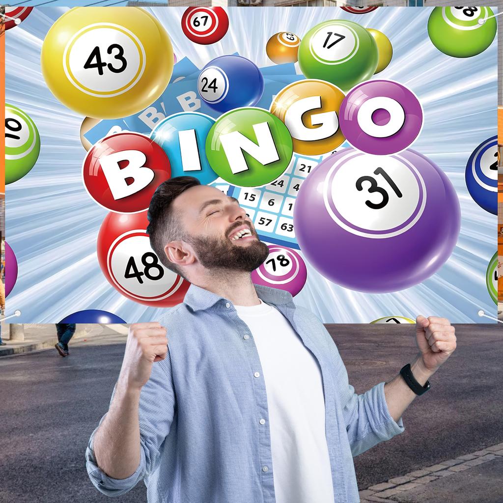 Bingo Backdrop,Bingo Party Banner Lottery Winning Ball Game Time Cards Photography Background Party Supplies