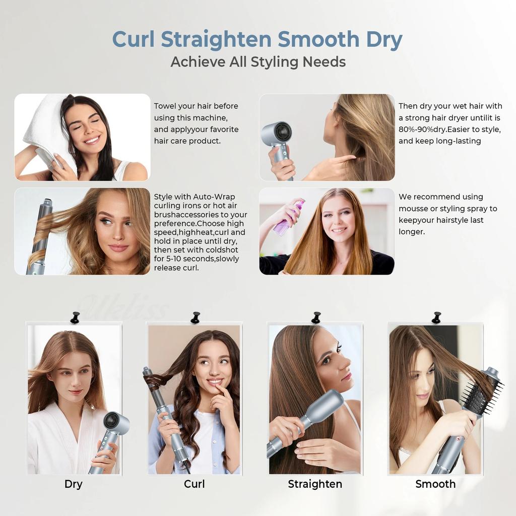 1400W Professional 5 In 1 Hair Dryer Brush High-Speed Hot Air Brush Negative Ions Blow Dryer Brush Air Styling Curling Iron