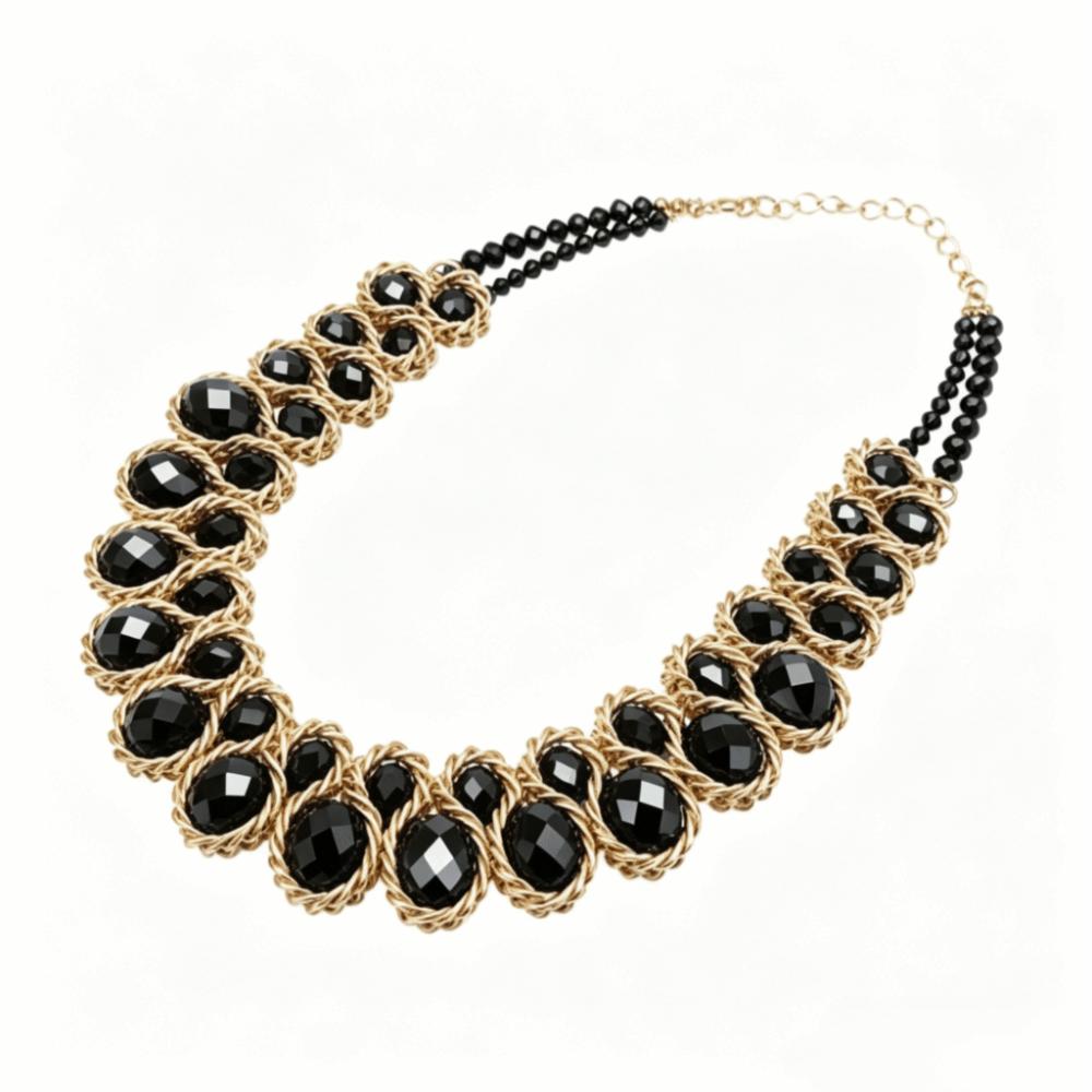Double Layer Crystal Necklace Colorful Collarbone Necklace Glasses Stone Necklace for Women
