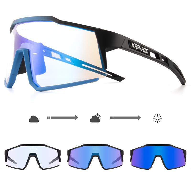 Kapvoe Unisex Color-Changing Cycling Sunglasses – Red-Blue Coated for Mountain & Road Biking