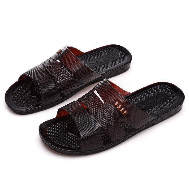 

3517 Тапочки из говяжьих жил Jihua мужские нескользящие для пожилых для купания новый китайский стиль домашние цельнолитые для улицы сандалии для папы 40 is equal to standard code thirty-nine чёрный