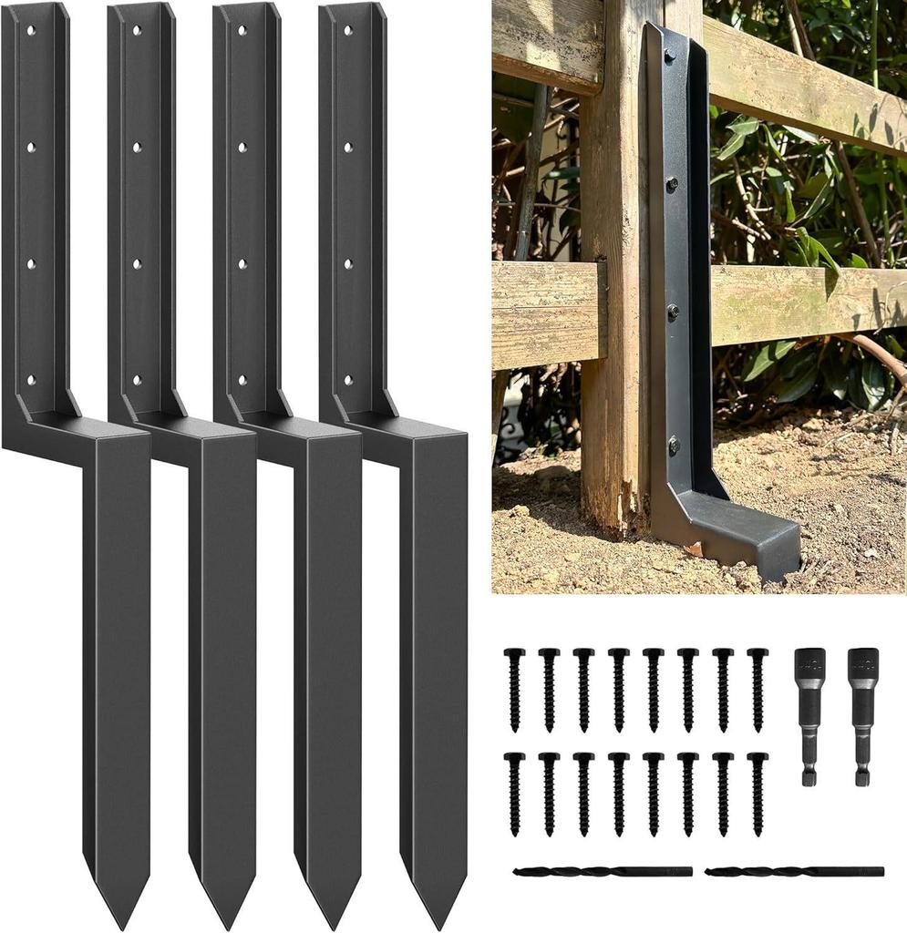 Heavy-Duty Cross-Bar Fence Repair Kit with Metal Reinforcement and Ground Anchors