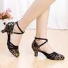 Women's Latin Dance Shoes Closed Toe Shoes Ballroom Outdoor Dance Shoes Low Heeled