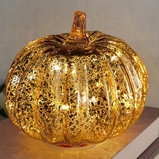Halloween Twinkle Light Pumpkins Timer Starry Night Glass Pumpkins Fall Thanksgiving Decorations for Home Bedroom Bathroom Hallway