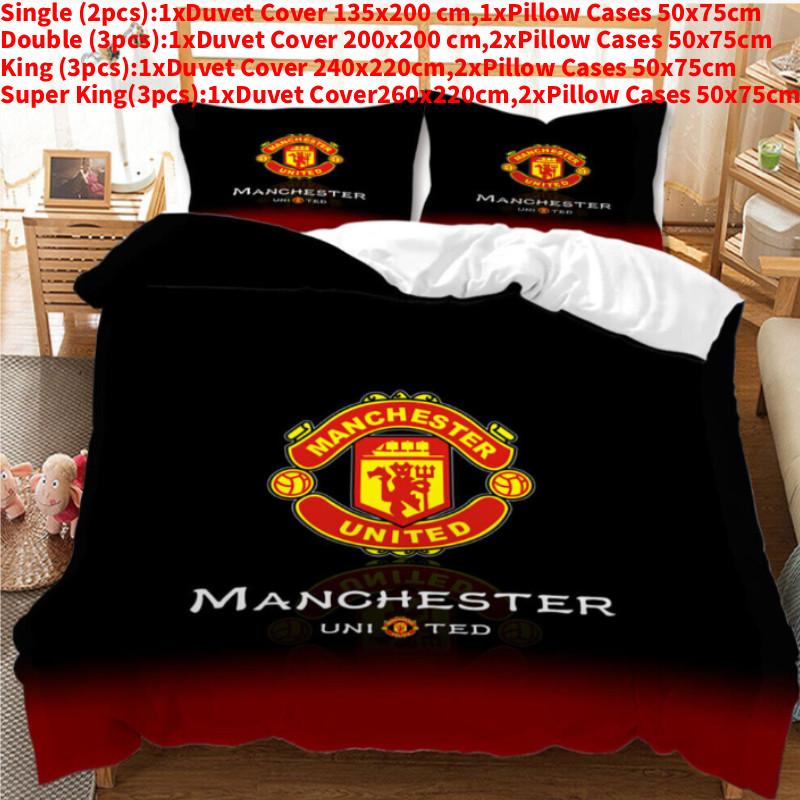 Pattern Digital Manchester Printed Duvet Cover Pillowcase Set Bedding Bedroom