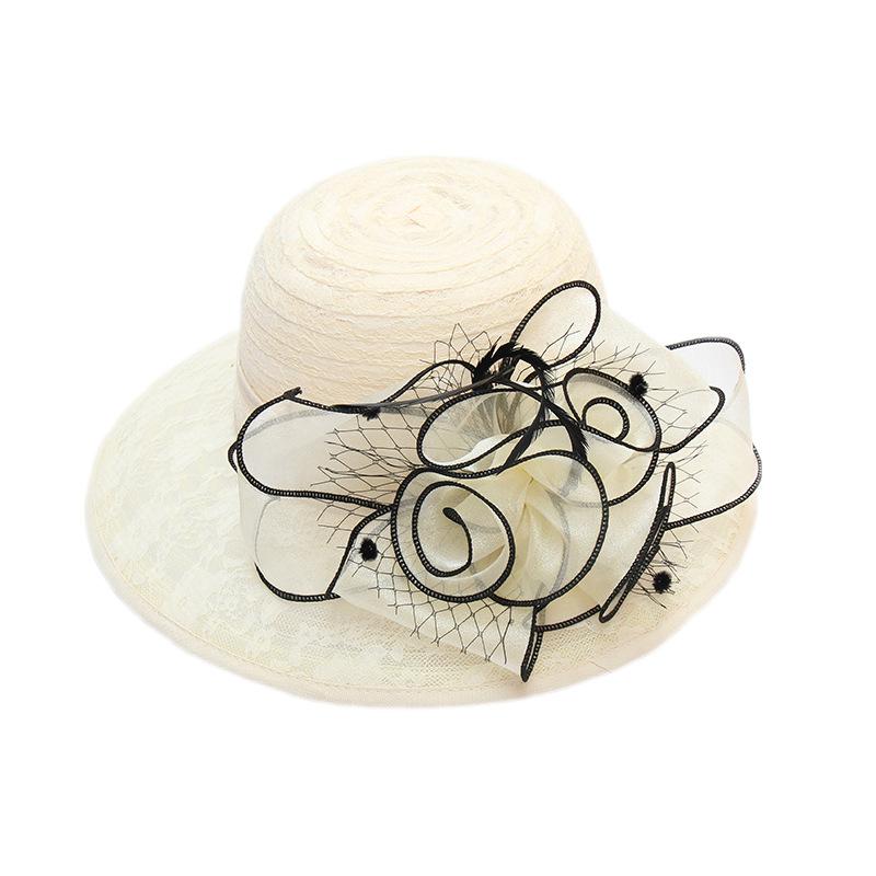 Temperament Lace Mesh Flower Big Edge Hat Children Summer Seaside Sunscreen Beach Hat Vacation Sunshade Cool Hat