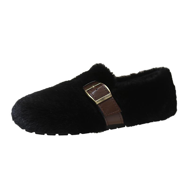 Chaussures Mao Mao Chaussures Doudou Nouvelles Hiver pour Femmes Chaussures Plates Chaudes en Peluche Vent Féerique Chaussures en Coton pour Femmes
