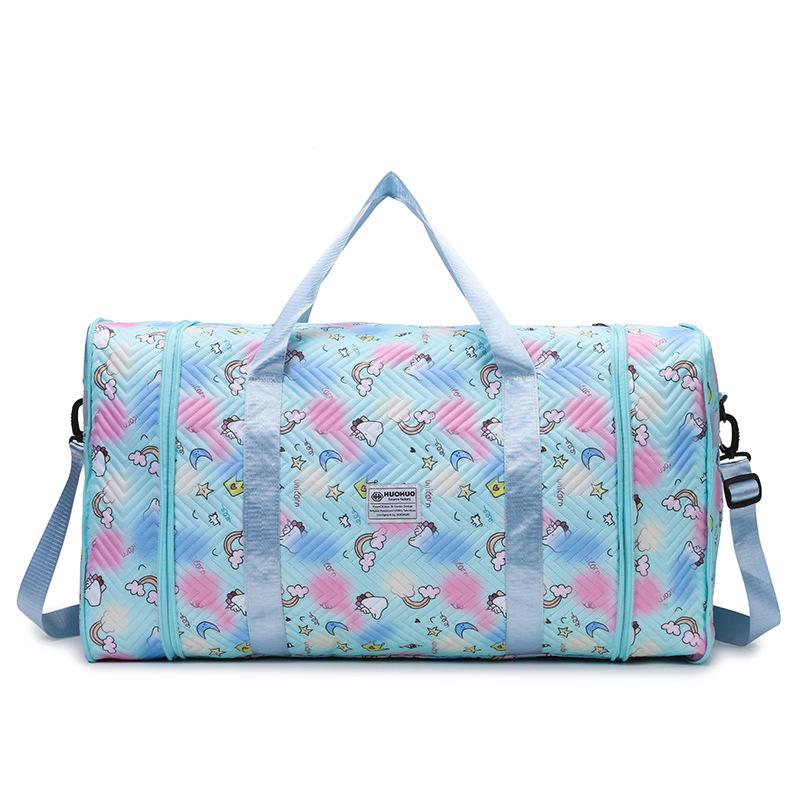 Neue Sport-Kurzstrecken-Reisetasche Trocken- und Nassseparation faltbare Handtasche Damenmode bedruckte erweiterbare Fitness-Tasche