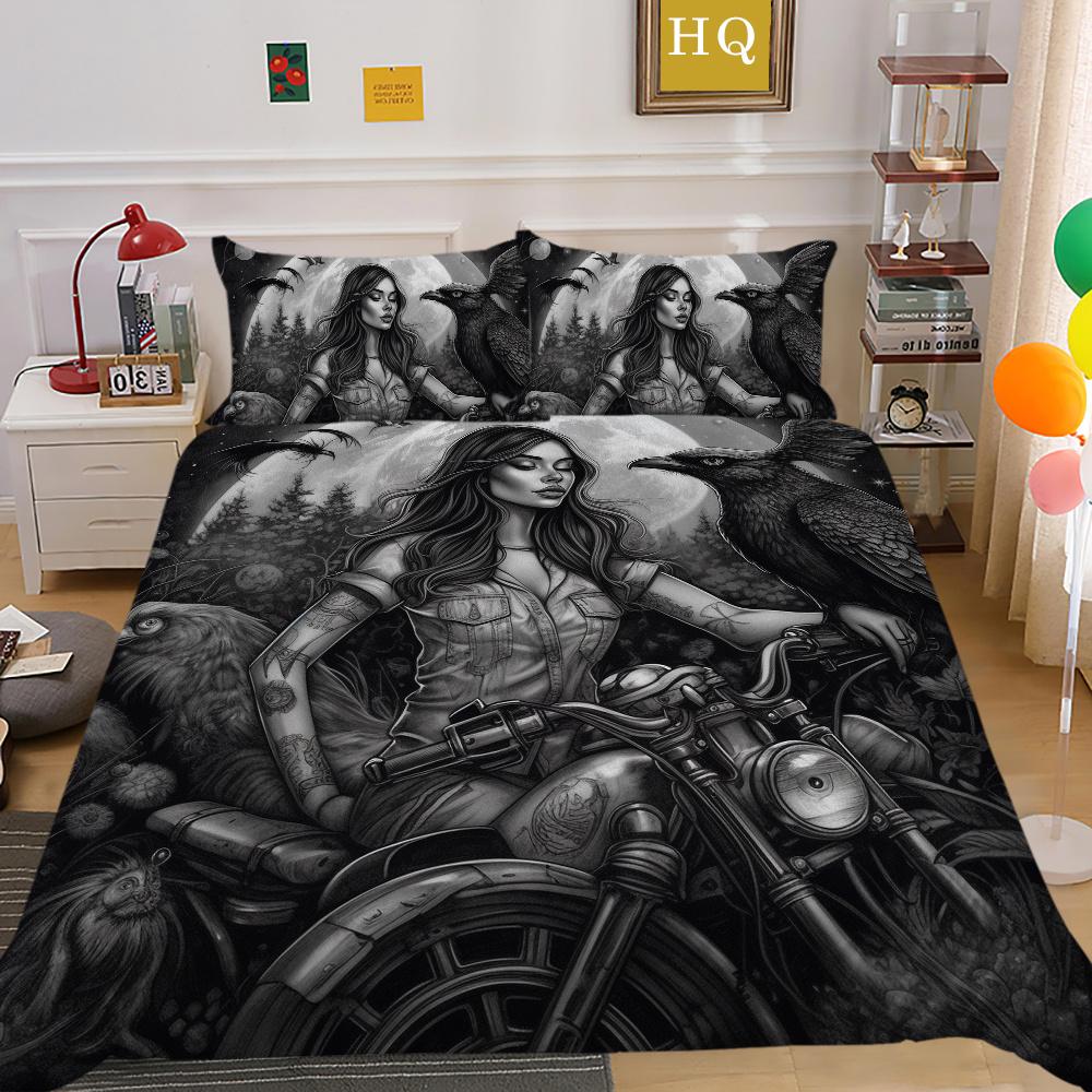 Krásný povlak na lůžkoviny s potiskem lebky Dvojitá velikost Mikrovlákno Ložní prádlo Teen Cool Módní Dekorace ložnice