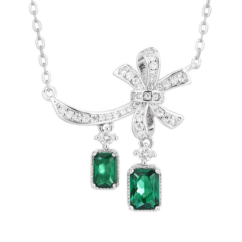 Jewelry Necklace Jewelry Ruby Zircon Pendant Emerald Butterfly Collarbone Chain Female