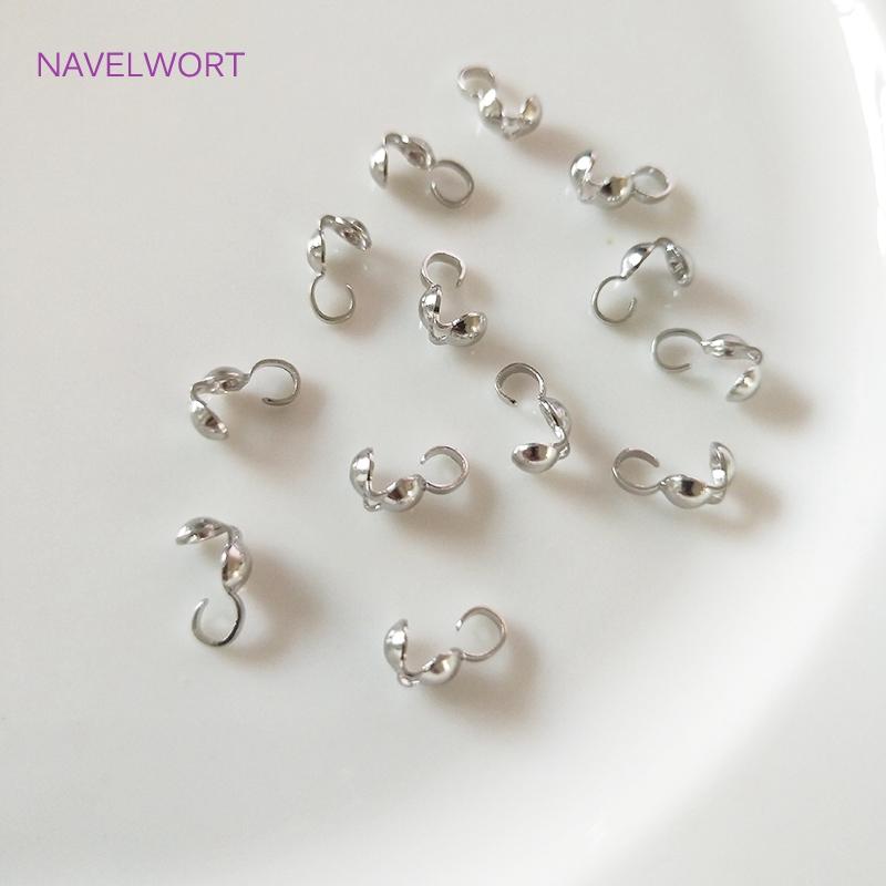 Jewellery Making Supplies Findings Thickened 14k/18k Real Gold Plating 4MM Double-Cup Bead Tip Crimp Cover for DIY