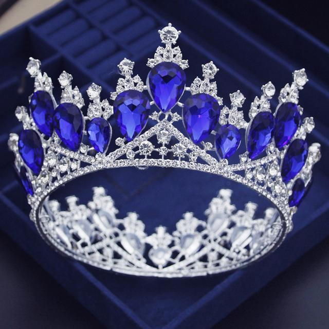 Baroque Water Drop Ab Crystal Wedding Crown Royal Queen Prom Bride Diadem Pageant Circle Tiaras Headdress Wedding Hair Jewelry