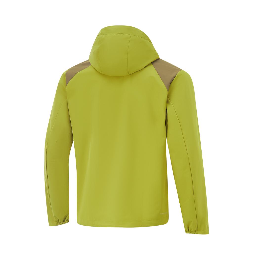 Li Ning Comfortable Warm Color Block Zip Up Hooded Sports Windbreaker Men Outerwear Green AFDUC39-1
