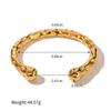Yori Waterproof Stainless Steel Metal Geometric Open Cuff Bracelet Bangle Statement Gold Color Texture Vintage Jewelry Rust Proo