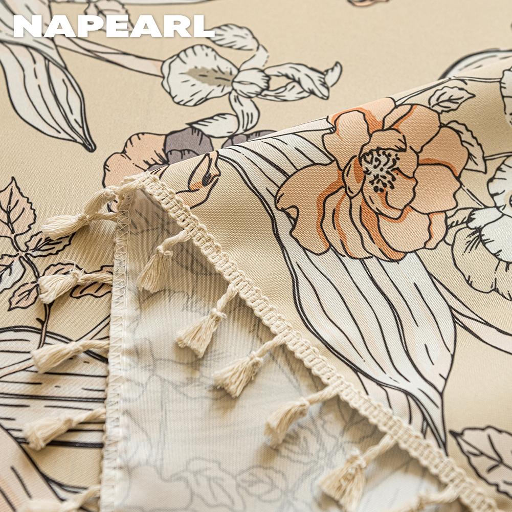 1PC NAPEARL French Retro Floral Printed Curtains Pastoral Style Tassel Edge Semi Blackout Curtains for Bedroom Living Room Window Home Decor