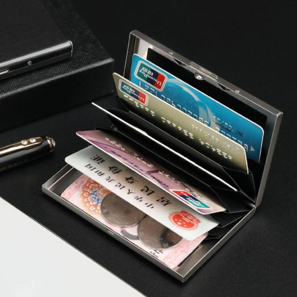Stainless Steel Card Antimagnetic Case 10 Card Slots RFID Card Holder Bank Card Case  Travel