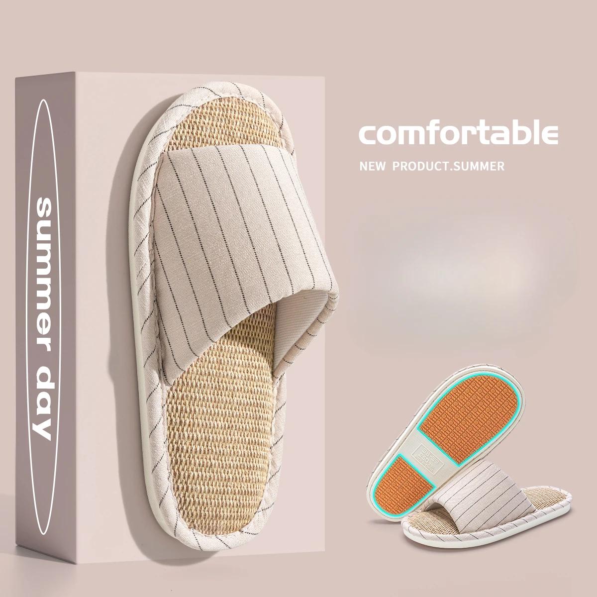 

2025 New Women s Fashion Home Linen Couple Slippers Breathable Home Shoes Moisture Absorbing Anti Slip Cotton Linen Slippers 40-41 рожевий
