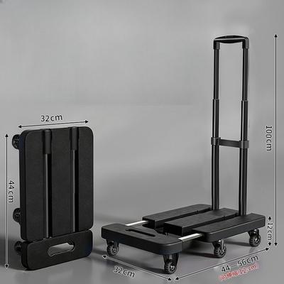 Portable Folding Cart, Hand Cart with 6 Wheels, Heavy-Duty Design, Vehicle Storage Compatible, Height Adjustable