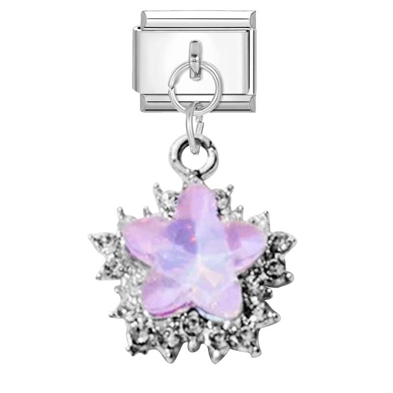 New Shiny Bow Knot Butterfly Moon Star Zircon Pendant Italian Charm Link Fit 9MM Bracelet Stainless Steel Women Men DIY Making