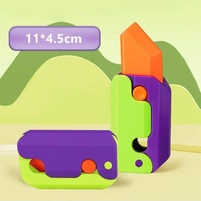3D Printing Gravity Knife Cub Jumping Small Radish Knife Mini Model Pendant Push Card Decompression Toy Mini Butterfly Knife