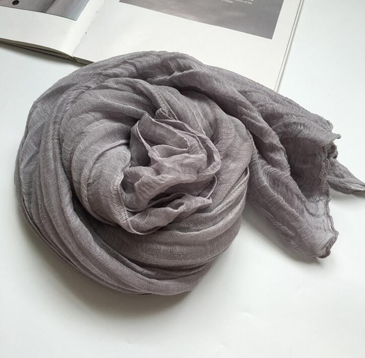 

60x230cm New Arrival Soft Solid Color Women 100% Linen Scarf Summer Travel Sunscreen Long Shawl Elegant Hijab Women Foulard 60x230cm