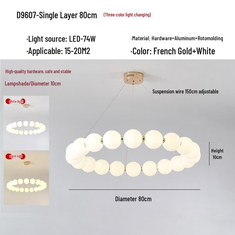 Nordic Modern Minimalist LED Chandelier - Pearl Necklace Design for Living Room, Bedroom, and Restaurant.