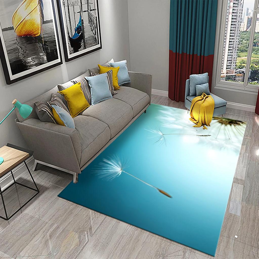 3D Löwenzahn Muster Teppich Fußmatte Rutschfest Badezimmer Schlafzimmer Wohnzimmer Teppich Fußmatte Küche Hauseingang Bodendekor Geschenke