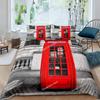 Big Ben Bettbezug Jungen Berühmte Telefonzelle Bettwäscheset für Teenager Retro Londoner Stadtbild Bettbezugset mit Kissenbezug