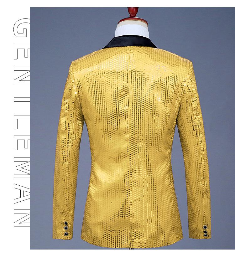 Men's Psy Style Sequin Performance Costume for Emcee, Singer, Choir, or Art Exam