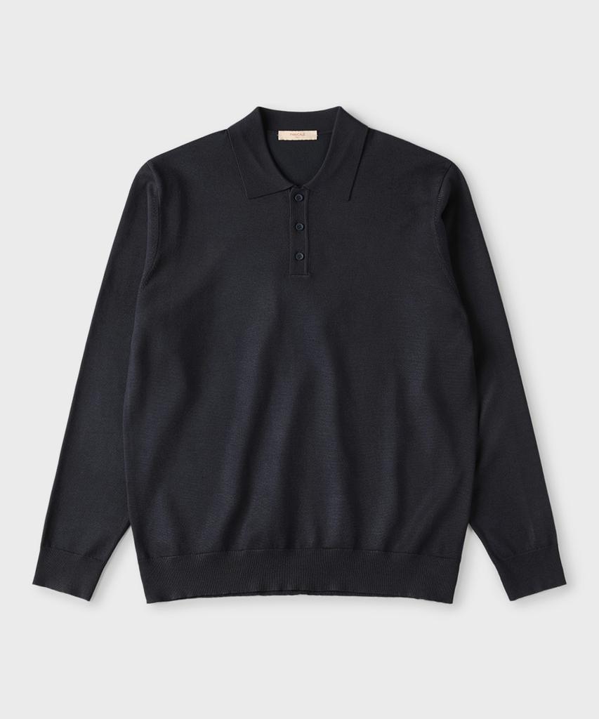 PANICALE Navy Viscose Blend Polo Knit