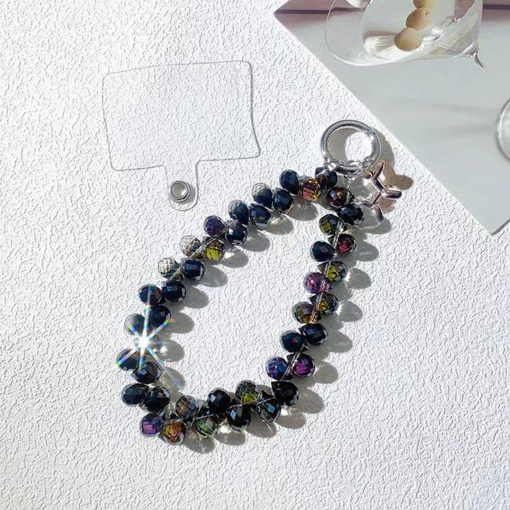 

Цепочка на запястье Цепочка для сотового телефона Цветные стразы Ремешок для мобильного телефона Подвеска для мобильного телефона чёрный