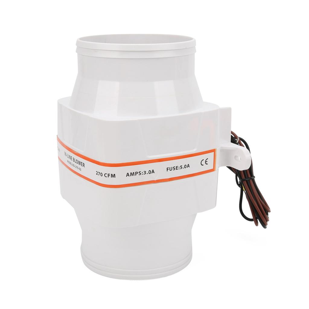 4in 270CFM Bilge Air Blower InLine Electric Waterproof White for Marine Boat DC 24V
