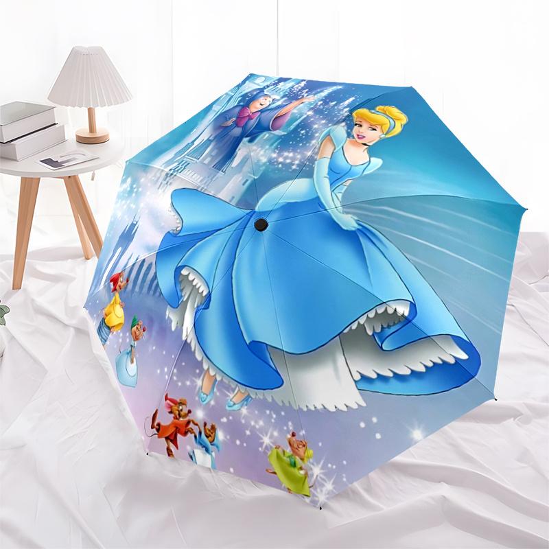 

1pc Disney Princess Cinderella Automatic Opening/Closing Umbrella - Portable 3-Fold Design, 8-Bone Iron Frame Outdoor Umbrella, Perfect Gift