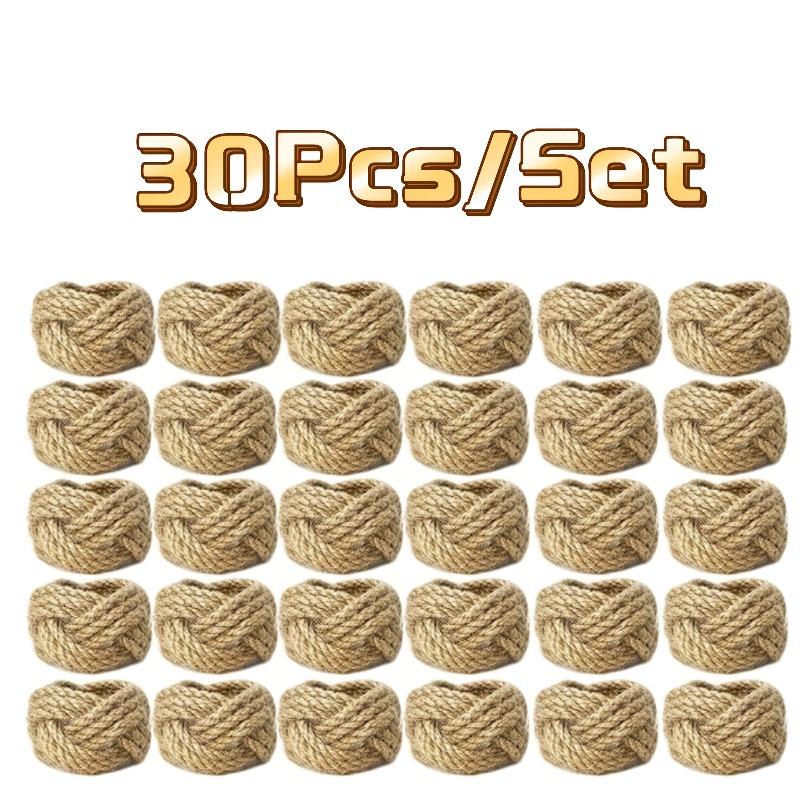 30pcs Woven Napkin Rings Set Farmhouse Burlap Jute Napkin Rings Bulk for Dinning Table Nautical Napkin Ring Holders Table Decor