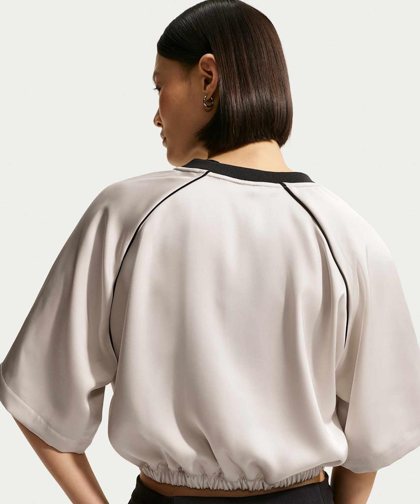 NIKE Sportswear Oversized Satin Top W - Light Bone: Black / Ih1331-072