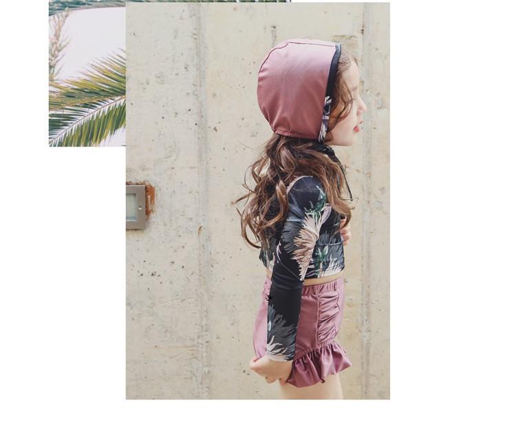 Korean Floral Long Sleeve Baby Girl Swimsuit - Retro Style