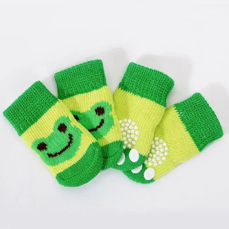 4pcs/set Puppy Socks Cute Pattern Foot Covers For Kitten Warm Anti Slip Shoes Paw Protector Christmas Gift for Cat Dogs