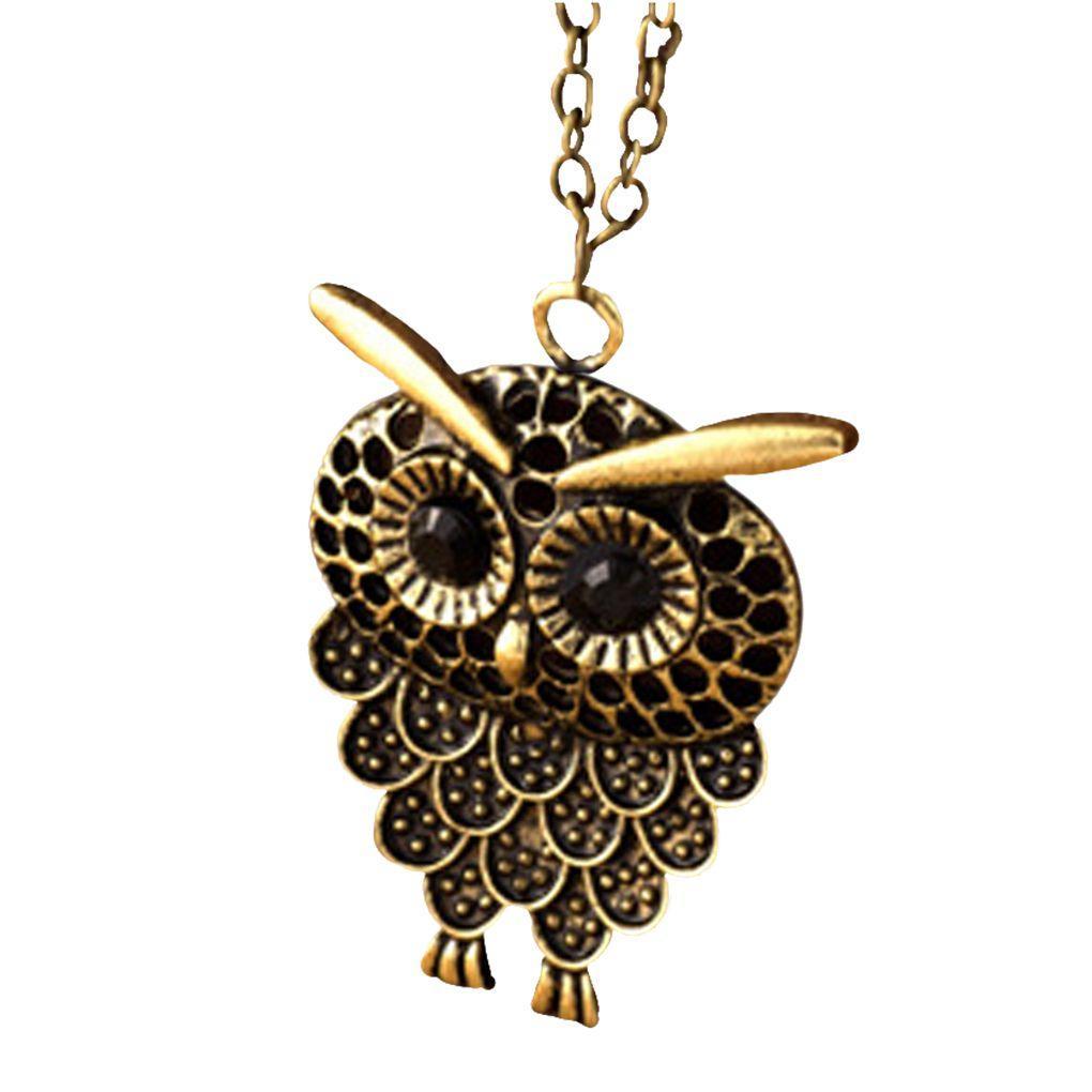 Retro Owl Hollow Out Pendant Long Chain Necklace Women Girl Sweater Chain