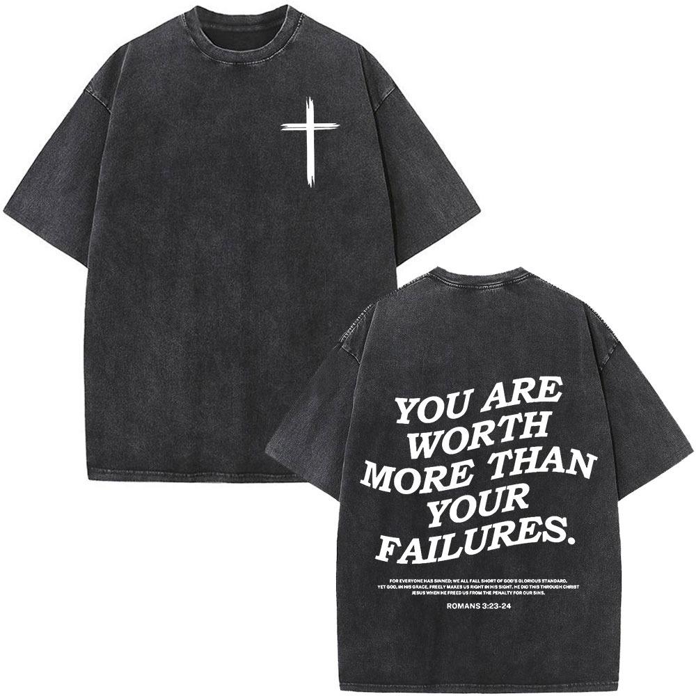 Faith in Fear Bible Washing T-shirt Men's Fashion Retro Oversized T-shirt Harajuku T-shirt