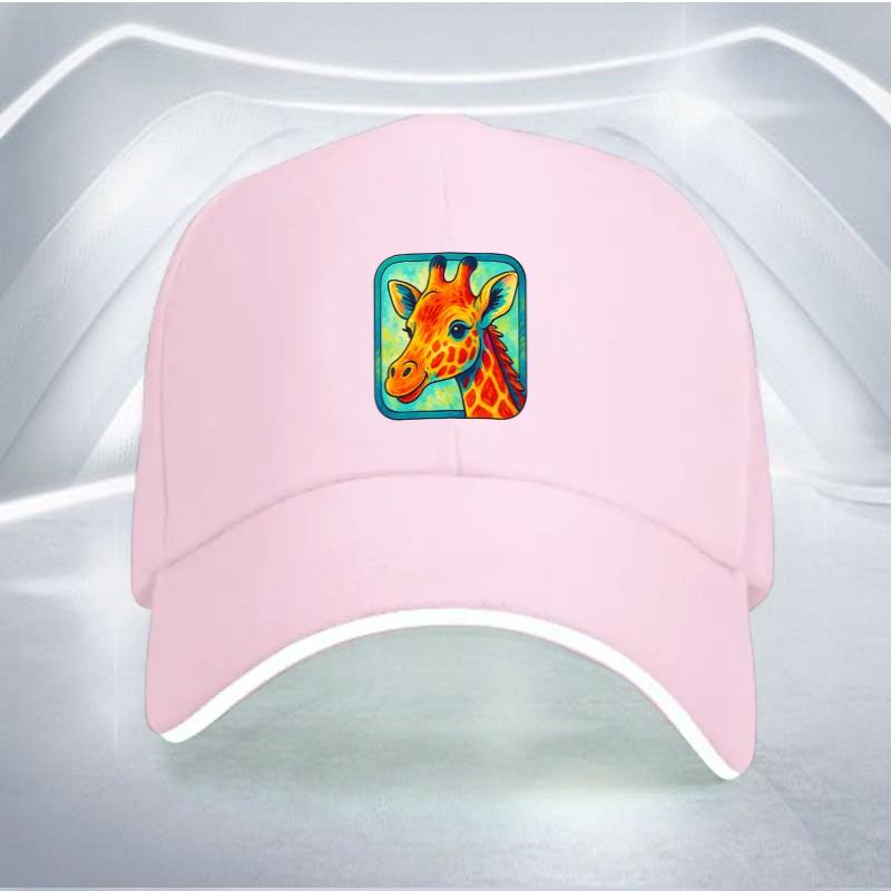Giraffe Print Baseball Cap Polyester Adjustable Casual Style Adult Baseball Hat Outdoor Wear