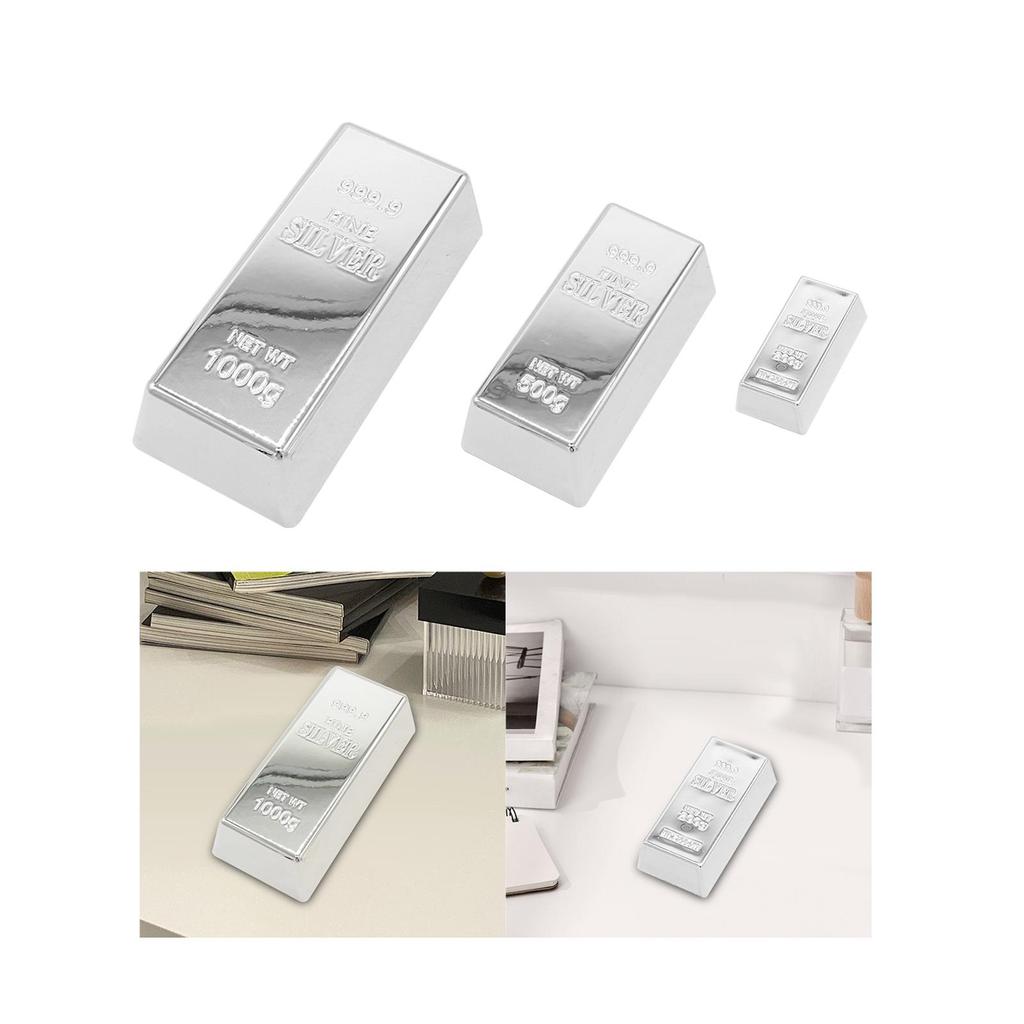 Fake Silver Bullion Realistic Silver Bar Simulated Silver Brick for Funny Gifts Halloween Party Favor Home Decor Holiday