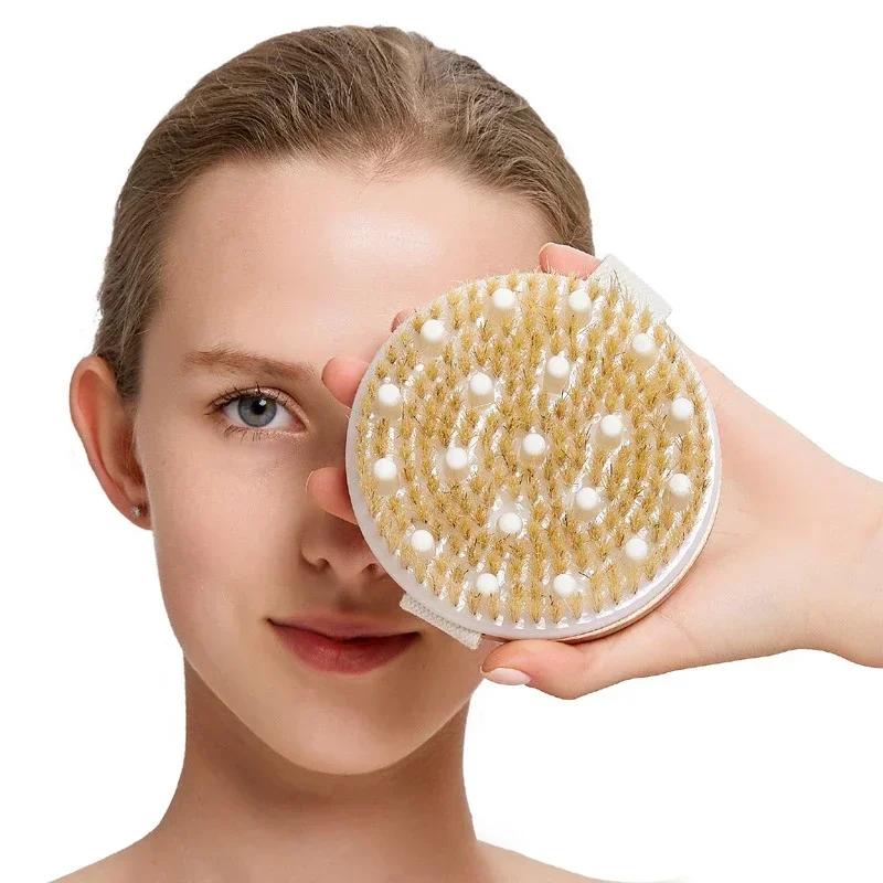 SPA Wooden Body Brush Natural Boar Bristle Organic Dry Skin Body Brush Bamboo Wet Back Shower Brushes Exfoliating Bathing Brush