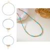 Bohemian Turquoise Shell Pendant Necklace With Stainless Steel Chain For Summer Vacation Style