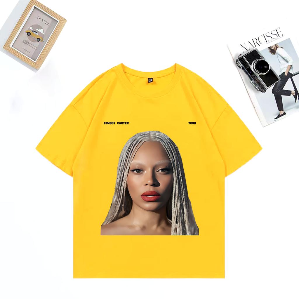 Beyoncé Cowboy Carter Tour 2025 Grafik T-Shirt Unisex DAMEN vintage Hip Hop Streetwear Rundhals Baumwollkleidung Kurzarm T-Shirt