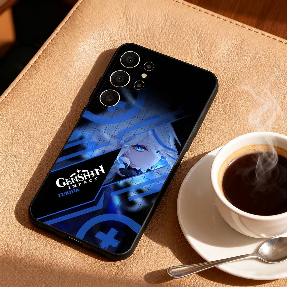 Genshin Impact Fennina Phone Case For Samsung S26,S25,24,23,22,30,21,10,9,Ultra,Plus,Lite,Black Soft Case