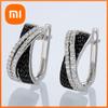 Huitan Black/White CZ Hoop Earrings for Women Special-interested Modern Female Earrings Daily Wear Party Statement Jewelry Hot
