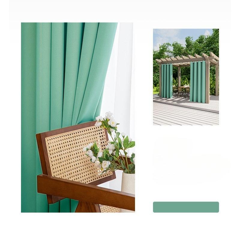 Solid Color Exterior Curtain Suitable  Waterproof Oxford Cloth Privacy Grommet Curtain For Gazebo Front Porch Pergola Patio